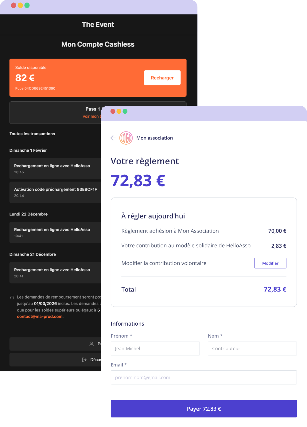 Mon compte Festicash - Rechargement en ligne